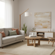 Lampara de pie de madera colgante