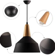 Campana de aluminio y madera estilo nórdico – negro